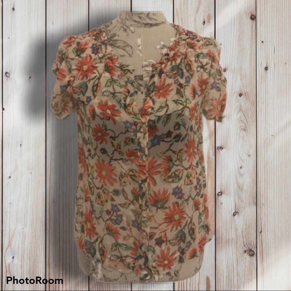 𝅺*joie Bright Flower Sheer Top XS